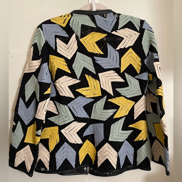 NWOT Caban Romantic Luxury Made in Italy Leather X mesh Coat - Picture 4 of 16